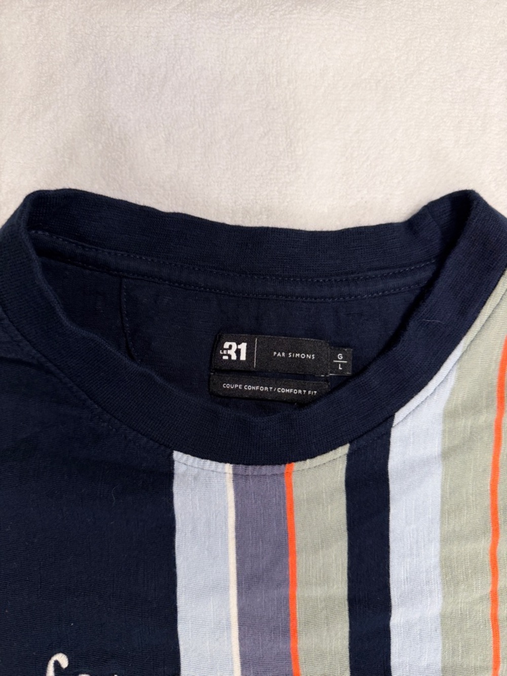 Le 31 Striped Long Sleeve Tee Forever Young Graphic Size L Casual Streetwear Y2K - Picture 3 of 5